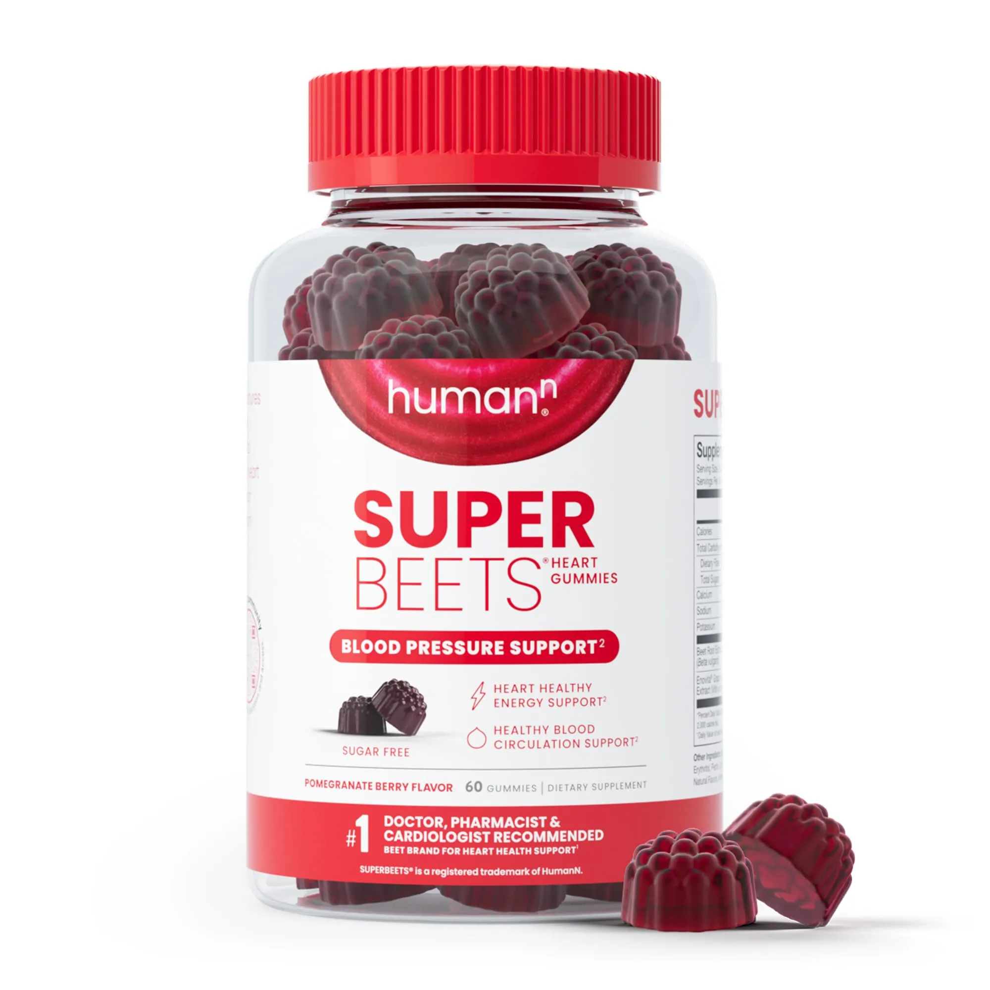 HumanN SuperBeets Sugar-Free EXP 1/2026 Free Shipping, Pomegranate Berry, 60ct