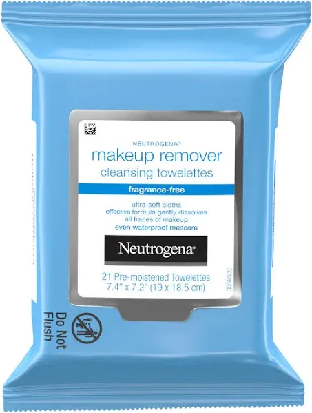 *2 Pack *Neutrogena Makeup Remover Facial Cleansing Towelettes &amp; Wipes, 21 ct