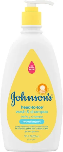 Johnson&#039;s Head-To-Toe Gentle Baby Body Wash &amp; Shampoo, Tear-Free, Sulfate-Free &amp;