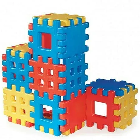 Big Waffle Block Set - 18 pieces, Blue/Red/Yello<wbr/>w