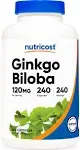 Nutricost Ginkgo Biloba 120mg, 240 Capsules - Extra Strength Ginkgo Biloba Extract - Gluten Free & Non-GMO