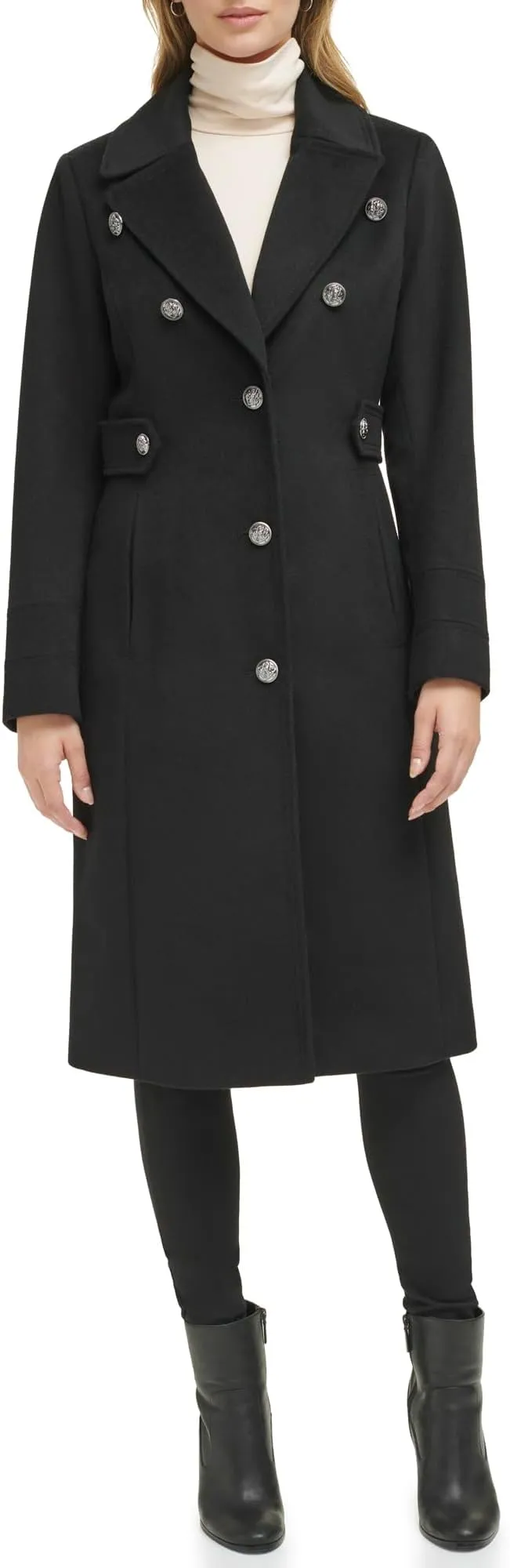 Kenneth Cole Women's Military Wool Blend Overcoat