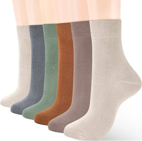 ATBITER Women's Thin Dress Socks,Soft Cotton Ankle Crew Calf Socks for Business Trouser Casual (6-Pairs Present Box)