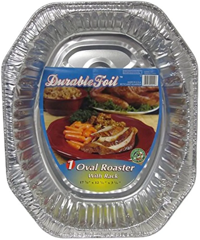 Durable Packaging Aluminum Roaster Pans Extra-Large Oval