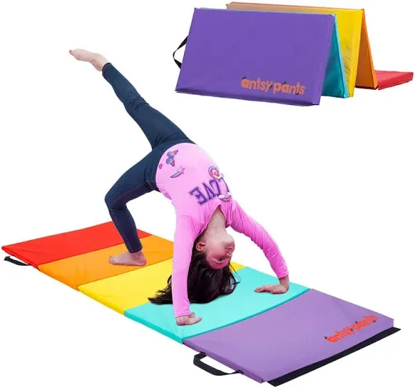 Antsy Pants Tumbling Mat – Gymnastics Mat, Easy to Clean, Sturdy, Foldable Tumbling Mat for Kids, Padded, Portable, Carrying Handle, Gymnastics Equipment for Activity Play