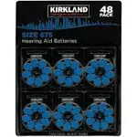 Kirkland Signature Hearing Aid Batteries 48 Pack Zinc Air, Size 312 10 13 or 675