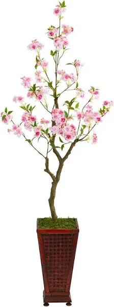 Nearly Natural 56in. Cherry Blossom Artificial Tree in Decorative Planter