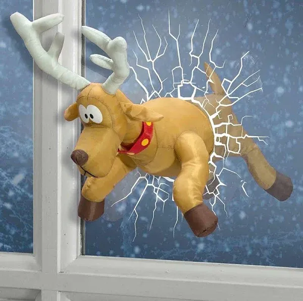 Celebright Christmas Crashing Reindeer Animated Window Decoration