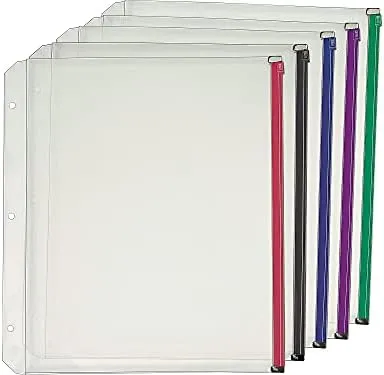 Cardinal 48566 Cardinal Zipper Polypropylene/PP Binder Pockets Assorted