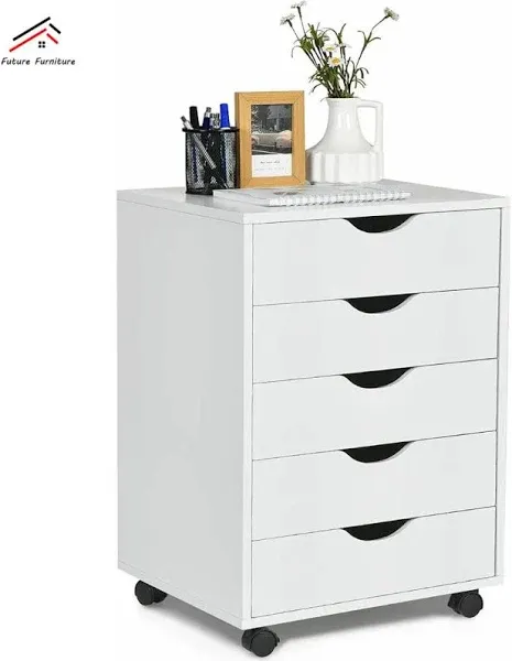 5 Drawer Chest Storage Cabinets Dressers with Wheels Mobile Organizer Drawers