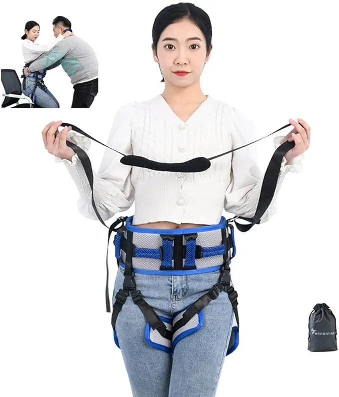 WEEOATAR Medical Nursing Gait Belt, Non-Slip Transfer Nursing Sling with Handles, Mobility Standing and Lifting Aid Transfer Belts for Disabled, Elderly, Injured (Blue)