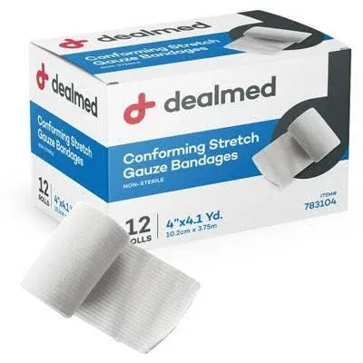 Dealmed Conforming Stretch Gauze Bandages 4.1 Yards Stretched