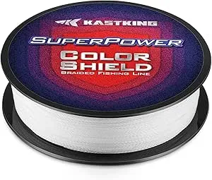 KastKing Superpower ColorShield Braided Fishing Line - Colorfast Braided Line, 100% Solution Dyed UHMWPE Fiber, Smooth & Strong Superline, Near Zero Stretch, Sensitive, High Abrasion Resistance