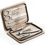 MR.GREEN Manicure Sets Pedicure Kits Stainless Steel Nail Clipper Personal Care Tools with PU Leather Case (Gray)