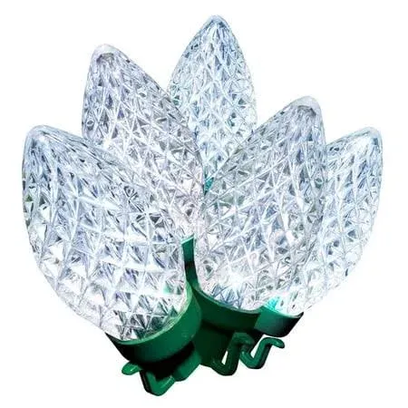 100-Count Cool White LED Diamond-Cut C9 Christmas Lights with Green Wire, 59.6', Holiday Time