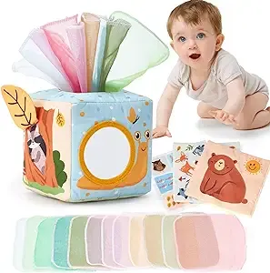 hahaland Baby Tissue Box Toy - Baby Toys 6-12 Months Montessori Toys for 6 Month Old Must Haves - Baby Boy Girl Shower Gifts for Babies 6 9 12 18