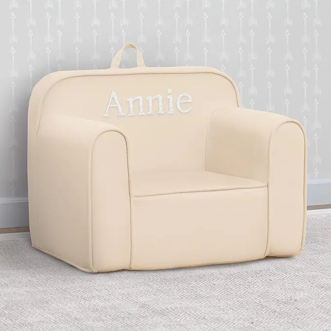 Delta Children Personalized Cozee Chair - Customize with Name – Foam Kids Chair for Ages 18 Months and Up, Oatmeal