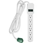 Go Green Power Inc. 6ft Surge Protector with 6 Outlets - Heavy Duty, Circuit Breaker, Mountable - Perfect for Home & Office Use - GG-16106MS