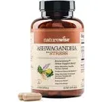 NatureWise Ashwagandha for Stress - With KSM-66 Ashwagandha Extract + GABA + L-Theanine + Rhodiola Rosea - Herbal Mood & Sleep Support - Vegan, Non-GMO, Gluten-Free - 60 Capsules[1-Month Supply]