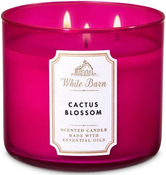 Bath &amp; Body Works White Barn Cactus Blossom 🌸 Scented 3-wick Candle 14.5oz