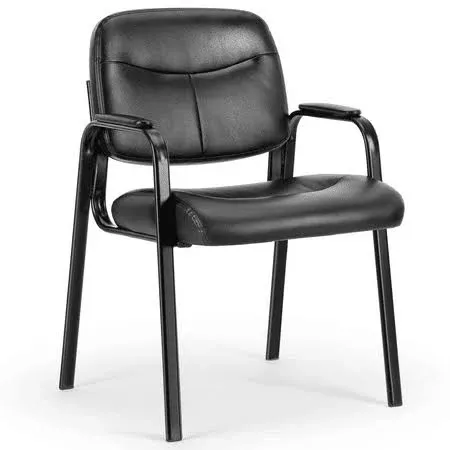 Waiting Room Chairs with Padded Arms, Leather Office Guest Reception Chair