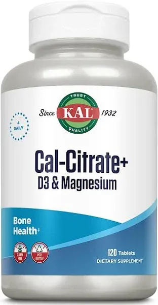 Kal, Cal Citrate+ 1000 Mg, 120 Tablets - 021245571070