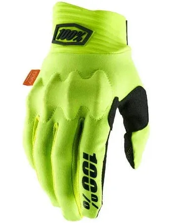 100% Cognito Gloves - Flourescent Yellow/Black Full Finger Mens Medium