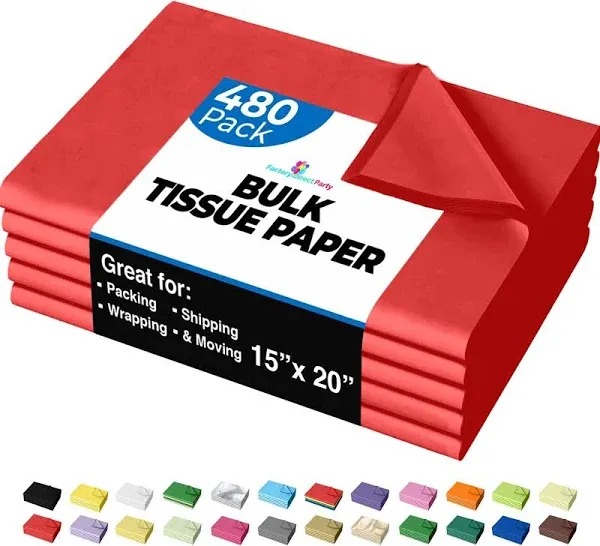 480 Sheets Bulk Red Tissue Paper - 15&#034; x 20&#034; Packing Paper Sheets for Moving ...