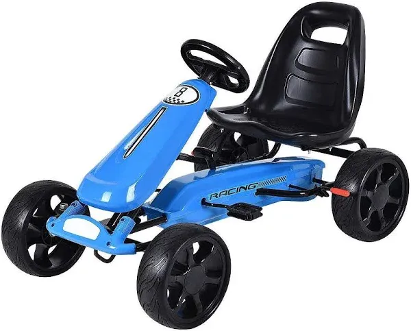 Costway Xmas Gift Go Kart Kids Ride On Car Pedal Powered Car 4 Wheel Racer Toy Stealth Outdoor