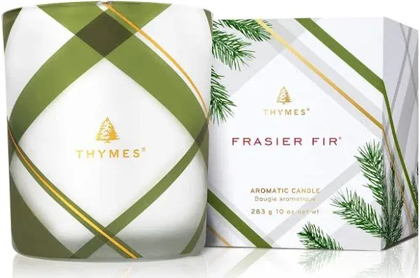 Thymes Frasier Fir Frosted Plaid Candle