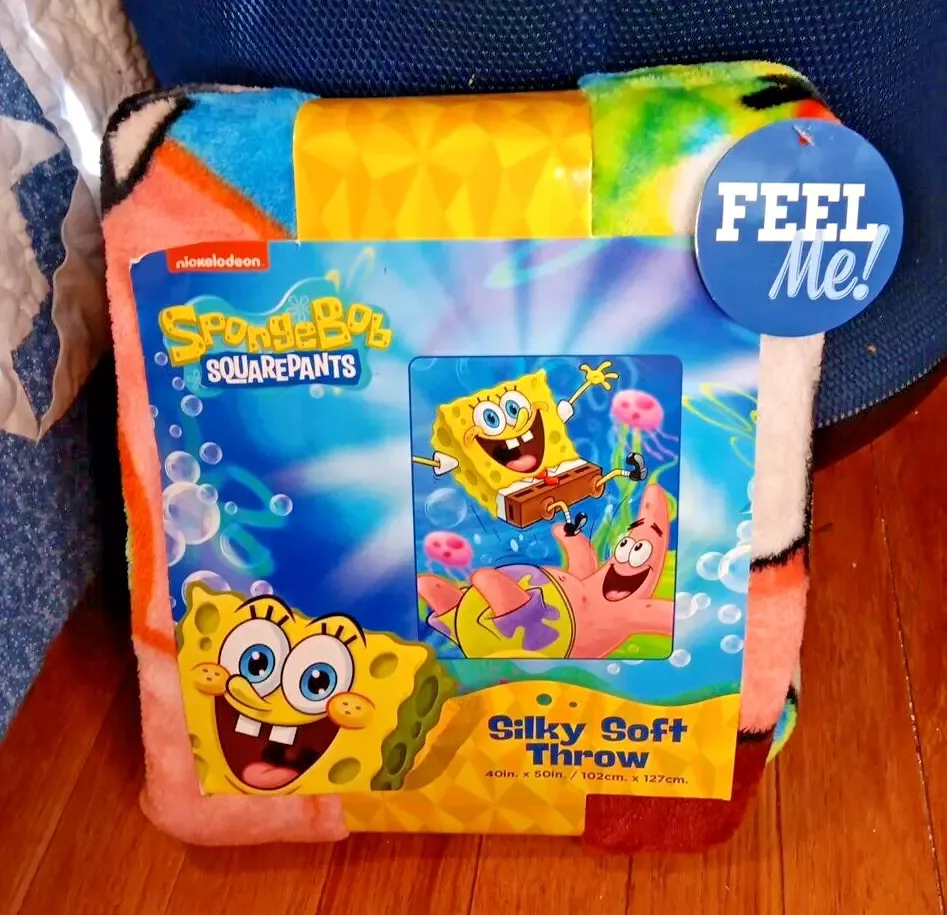 NEW, SPONGEBOB SQUAREPANTS SILKY SOFT THROW BLANKET, 40 X 50