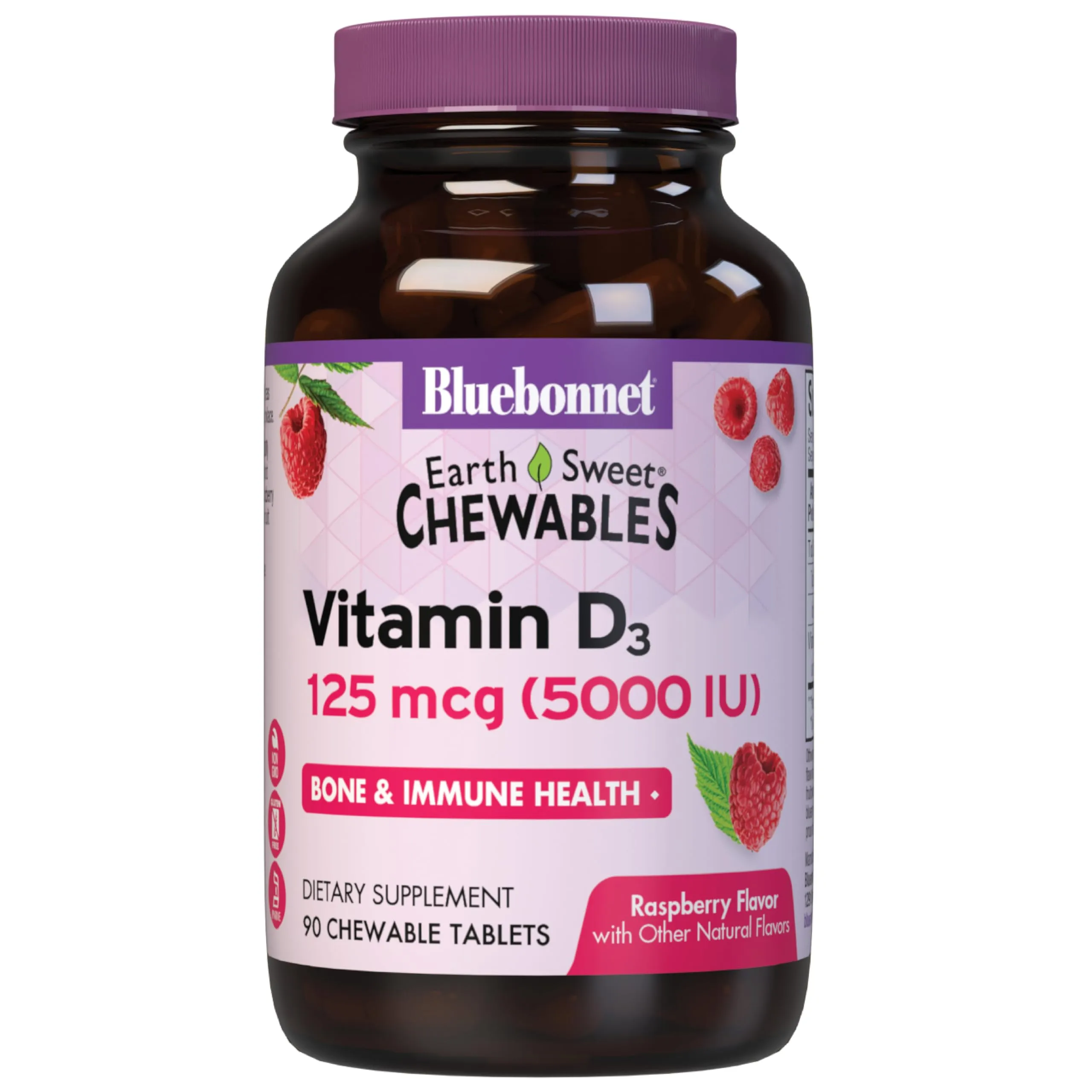 Bluebonnet Nutrition Vitamin D3 5000 IU 90 Chewable Tablets