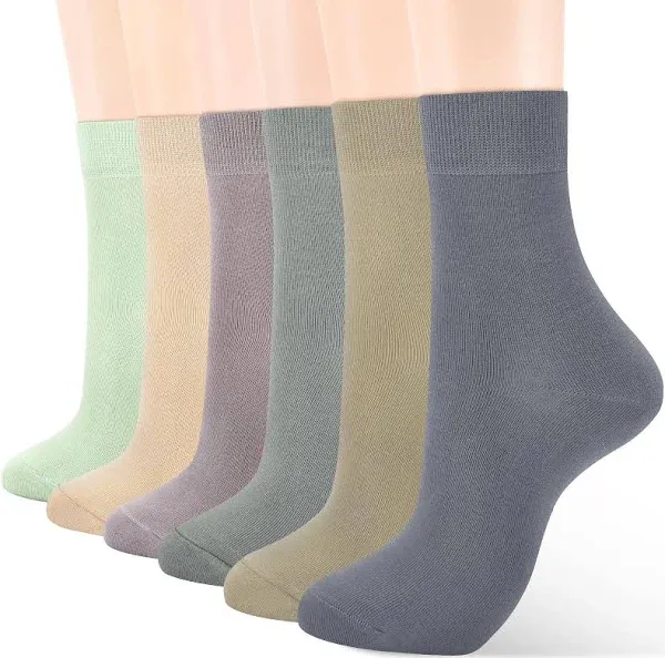 ATBITER Women's Thin Dress Socks,Soft Cotton Ankle Crew Calf Socks for Business Trouser Casual (6-Pairs Present Box)