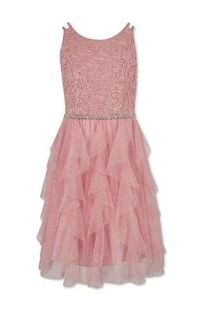 Speechless Girls' Sleeveless Lace Bodice and Fairy Skirt Party Dress