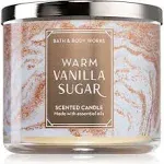 White Barn Candle Company Bath and Body Works 3-Wick Scented Candle w/Essential Oils - 14.5 oz - Warm Vanilla Sugar (Vanilla,