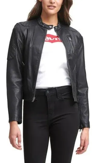 Levi 's Women's Faux Leather Moto Jacket - Black Large