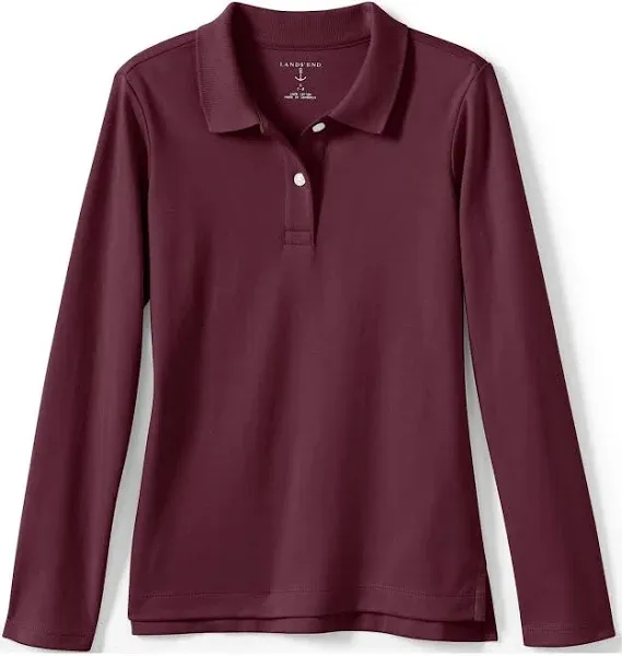 Lands' End Girls' Feminine Fit Long Sleeve Interlock Polo Shirt