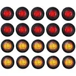 Set Of 20 Red + Amber LED Side Marker Clearance Lights Trailer Truck Pickup Ship