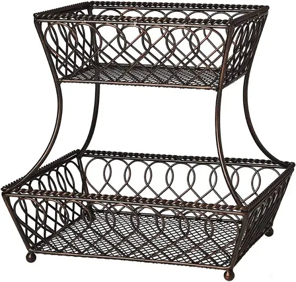 Gourmet Basics Loop and Lattice 2-Tier Basket