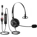 Arama USB Headset with Microphone Noise-Cancelling, Comfort Fit Computer Headset with Microphone for PC Laptop Mac Skype Zoom UC Webinar Business