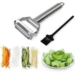 Sunkuka Julienne Peeler Stainless Steel Cutter Slicer with Cleaning Brush Pro for Carrot Potato Melon Gadget Vegetable Fruit