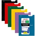 Five Star Four-Pocket Portfolio, 11 x 8.5, Assorted Colors, Trend Design, 6/Pack