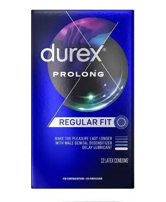 Durex Prolong Climax Control Male Desensitizer Delay Lubricant Condoms - 12 Pack