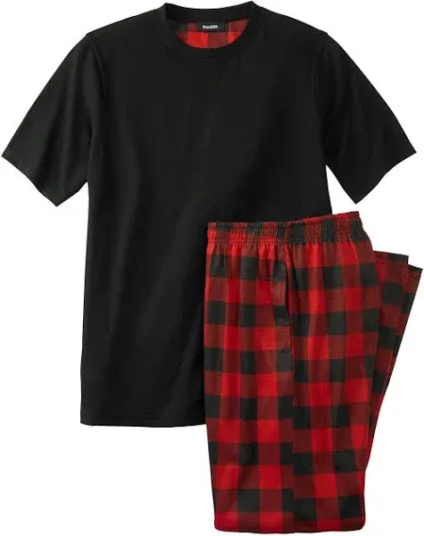 KingSize Men's Big & Tall Jersey Knit Plaid Pajama Set