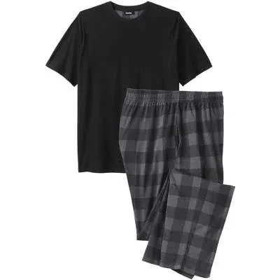 KingSize Men's Big & Tall Jersey Knit Plaid Pajama Set