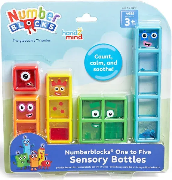 hand2mind Numberblocks One to Five Sensory Bottles, Number Toys, Toddler Counting Toys, Calming Sensory Toys, Calm Down Corner Supplies, Social Emotional Learning, Stocking Stuffers for Kids 3-5