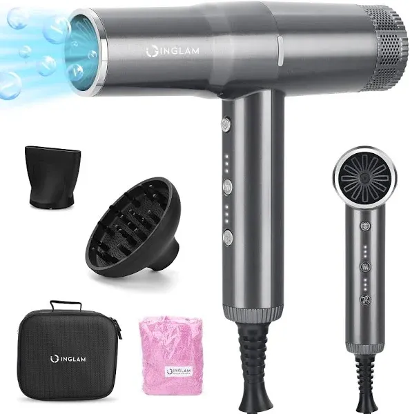 Blow Dryer with Diffuser, IG INGLAM Professional Hair Dryer 110,000RPM Brushless Motor High Speed Low Noise Constant Temperature Auto-Clean, Powerful Ionic Hair Dryer for Salon Travel Gift