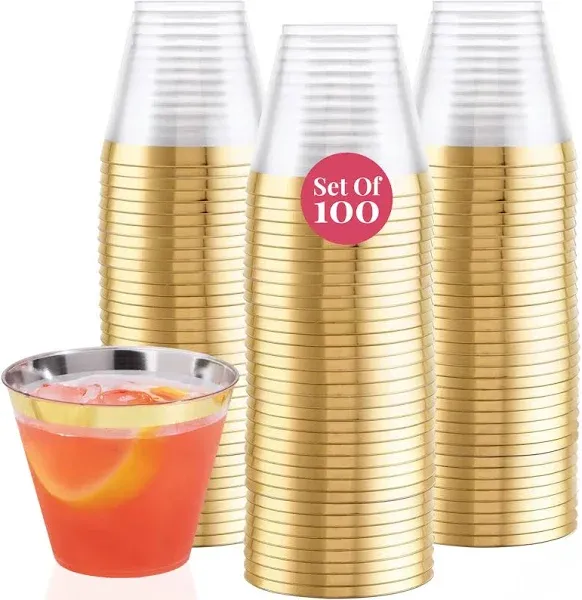 Prestee 100 Gold Plastic Cups