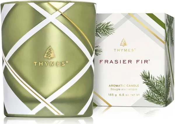 Thymes Frasier Fir Frosted Plaid Candle