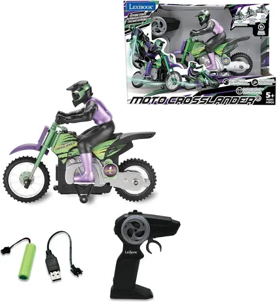 LEXIBOOK RC18, Crosslander radio road motorcycle, up to 12km/h, perfect balance,